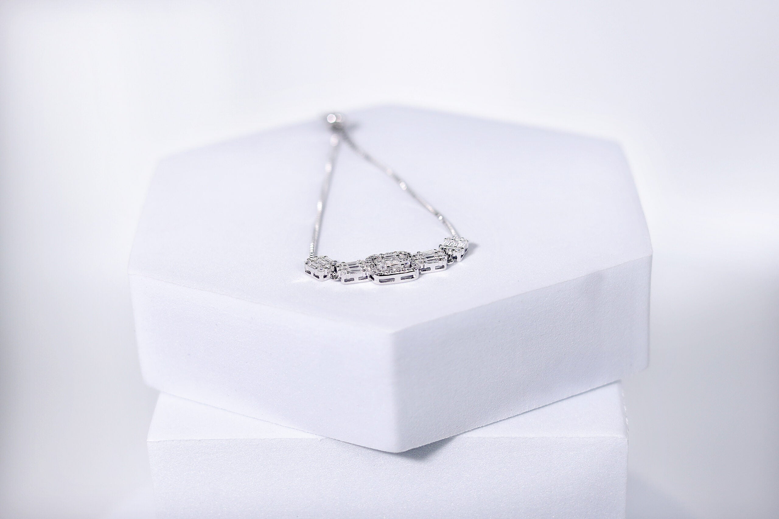 Stellar Ice Square Silver & Stone Bracelet for womens – Pure 925 Silver