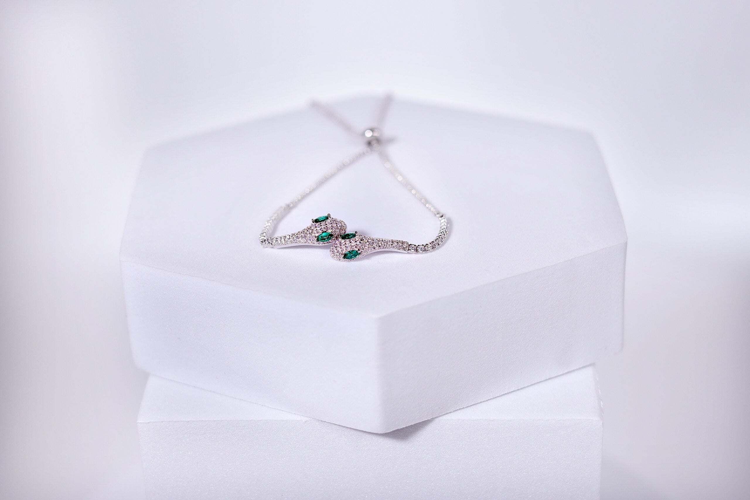 The Imperial Duo Serpents Silver & Stone Bracelet for womens – Pure 925 Silver