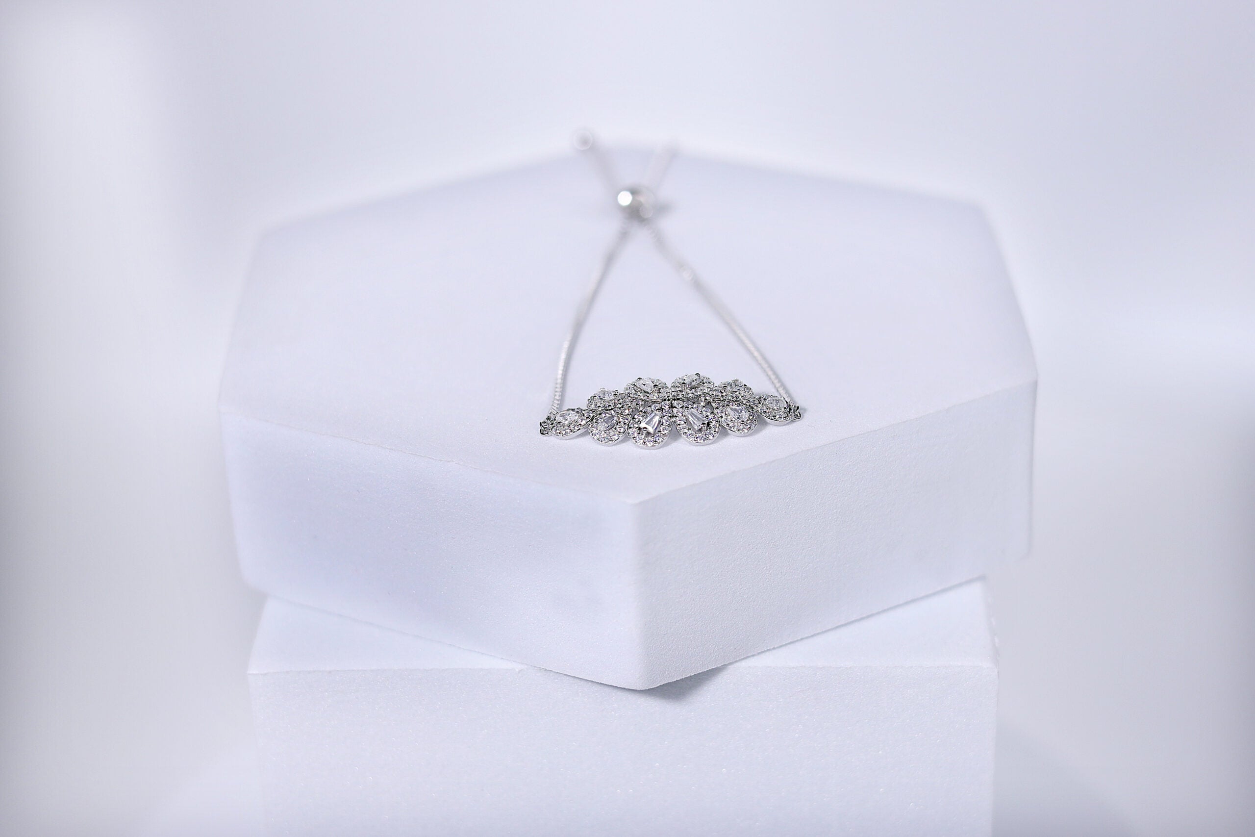 Rosette Silver Crystal Blossom Bracelet for Women – Pure 925 Silver
