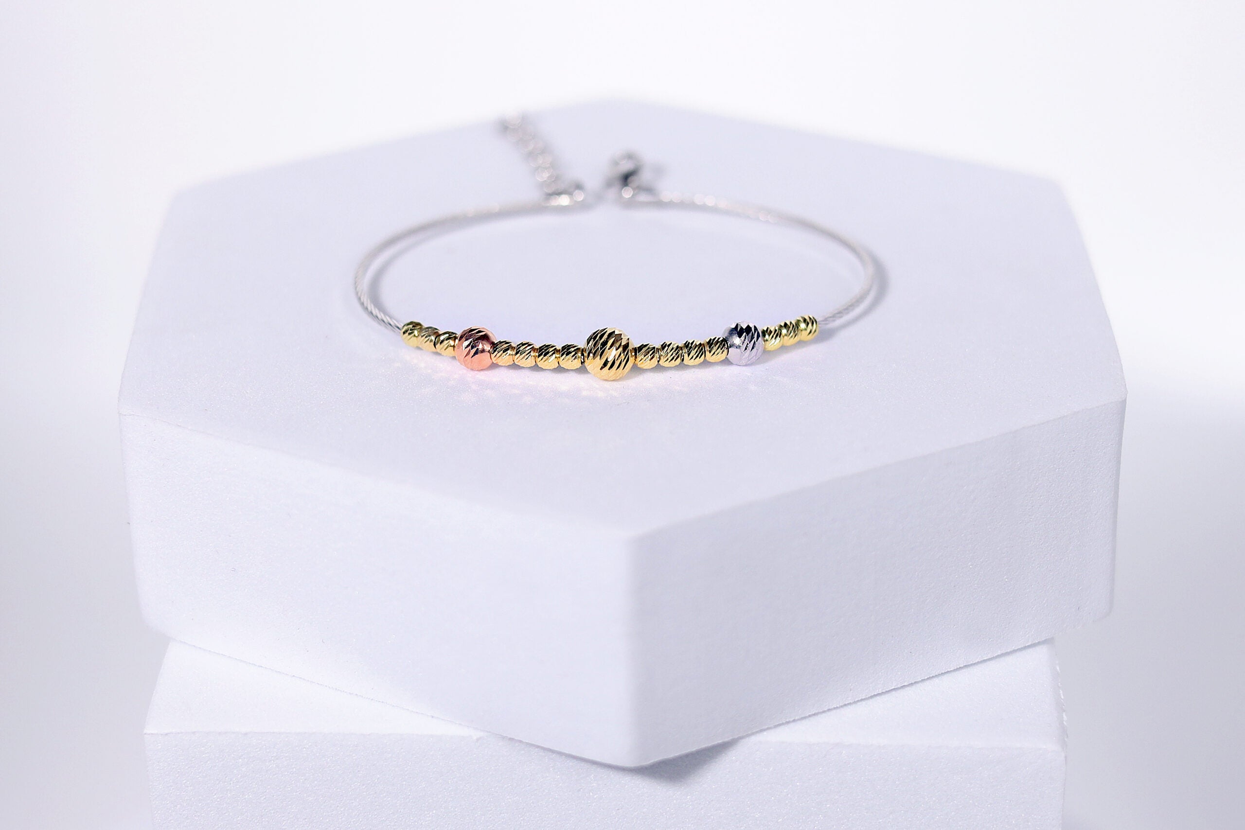 Tri-Tone Elegance Bracelet for Women – Pure 925 Silver
