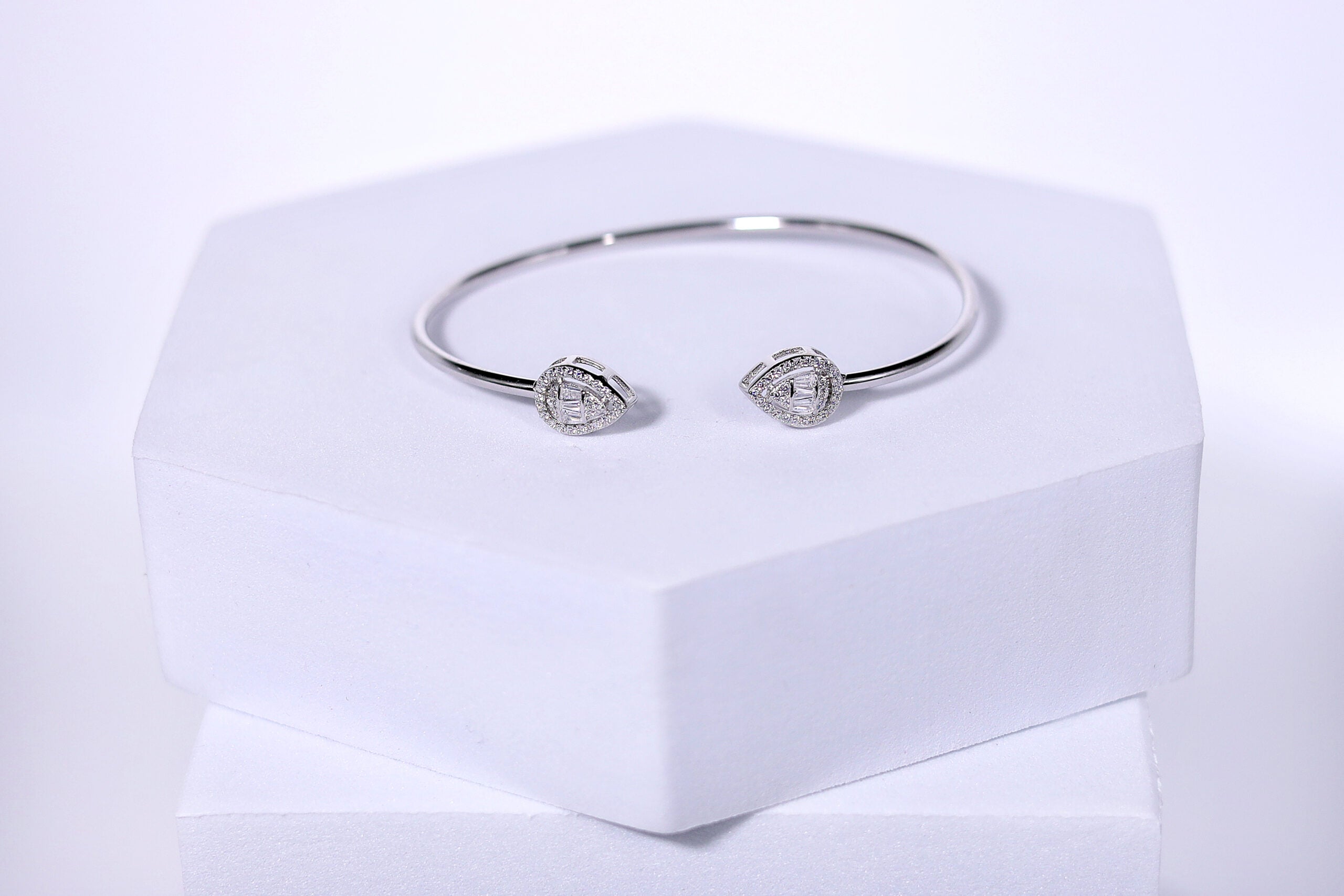 Seraph Drop Curve Silver & Stone Bracelet for womens – Pure 925 Silver