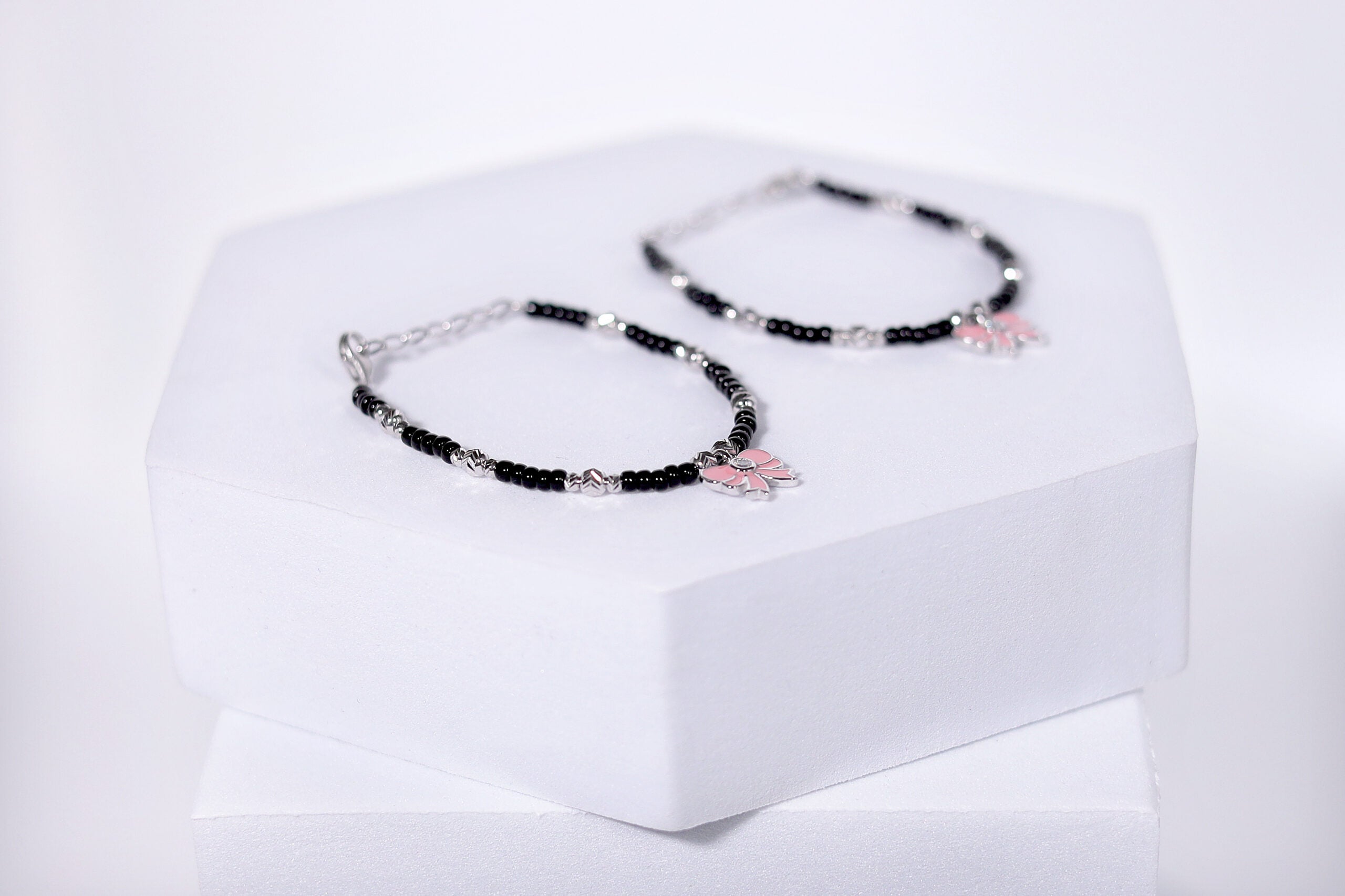 Pinkie Bella Bow Bracelet for Kids (Pair-Set of Two) – Pure 925 Silver