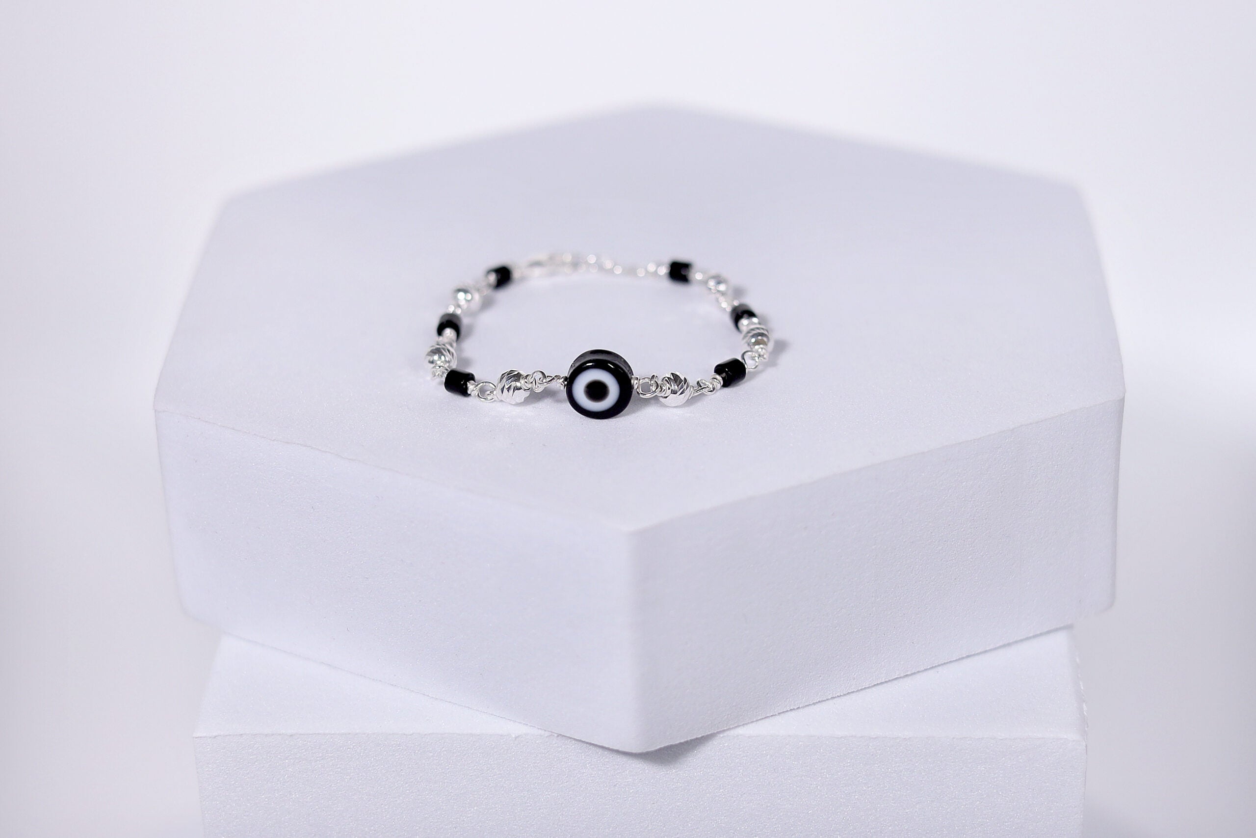 Black Evil Eye Cutiez Bracelet “Nazariya” for Kids (Pair-Set of Two) – Pure 925 Silver