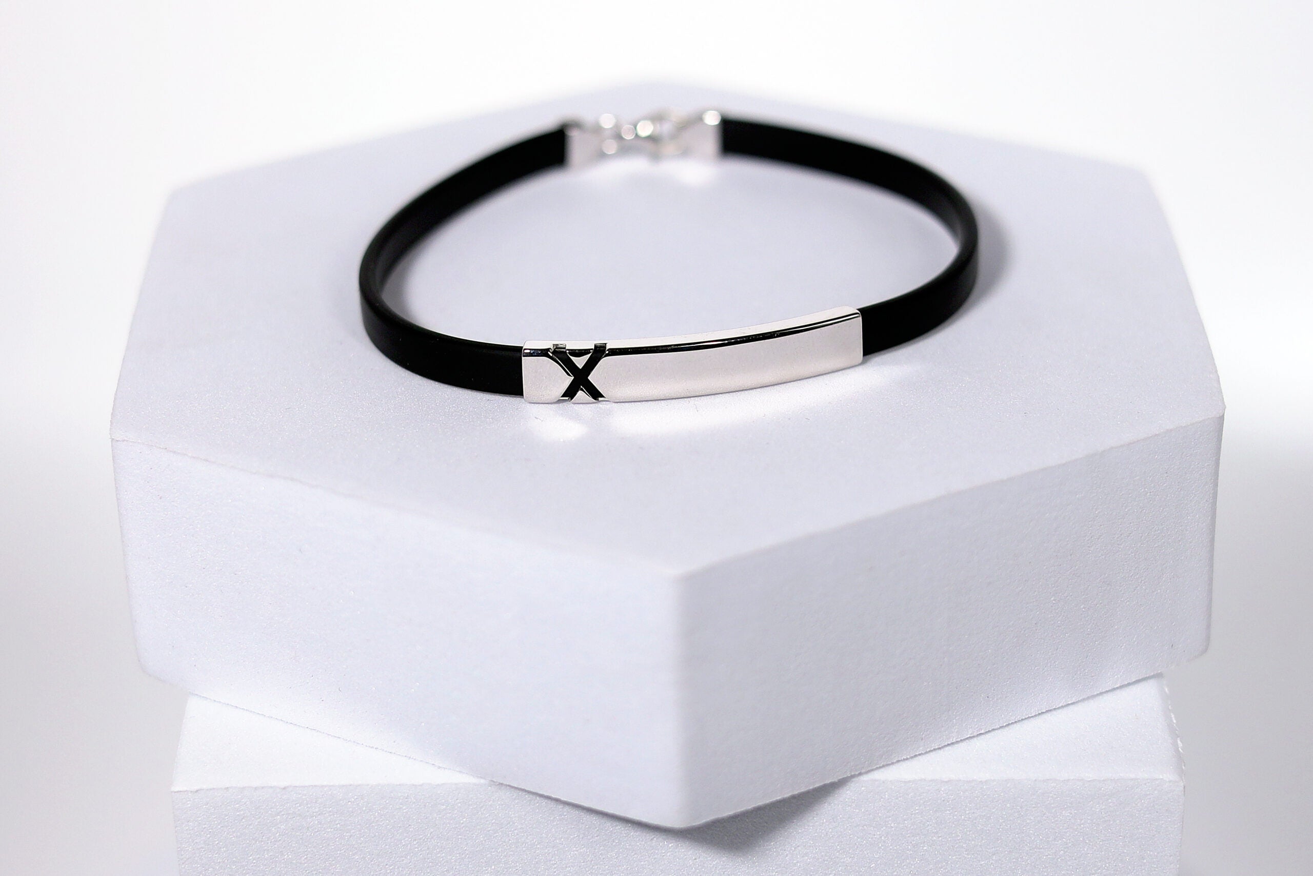 Obsidian X Bracelet for men – Pure 925 Silver
