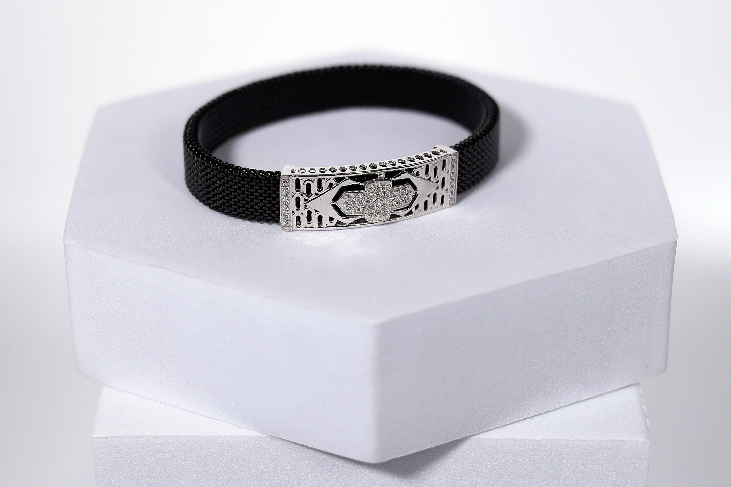 Hexron Edge Bracelet for Men – Pure 925 Silver