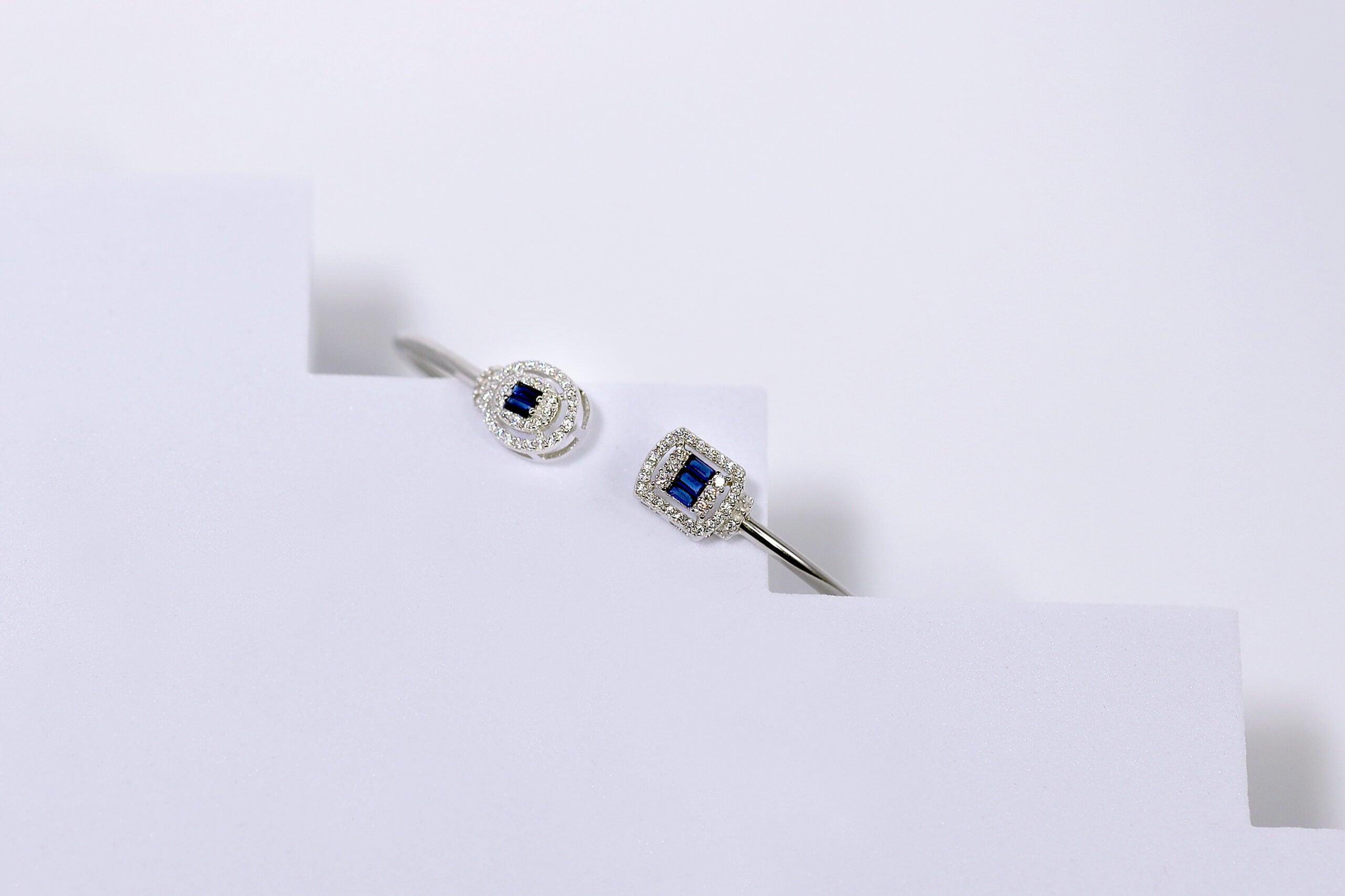 Bleu Sapphire Verge Silver & Stone Bracelet for womens – Pure 925 Silver