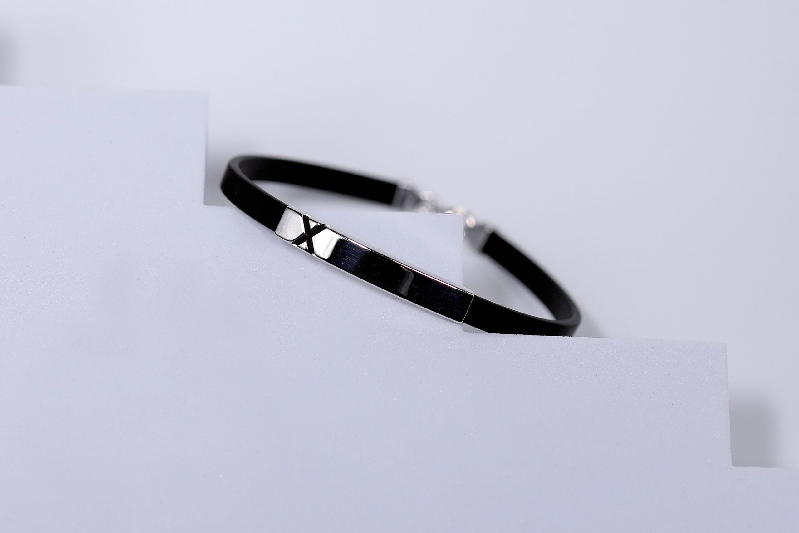 Obsidian X Bracelet for men – Pure 925 Silver