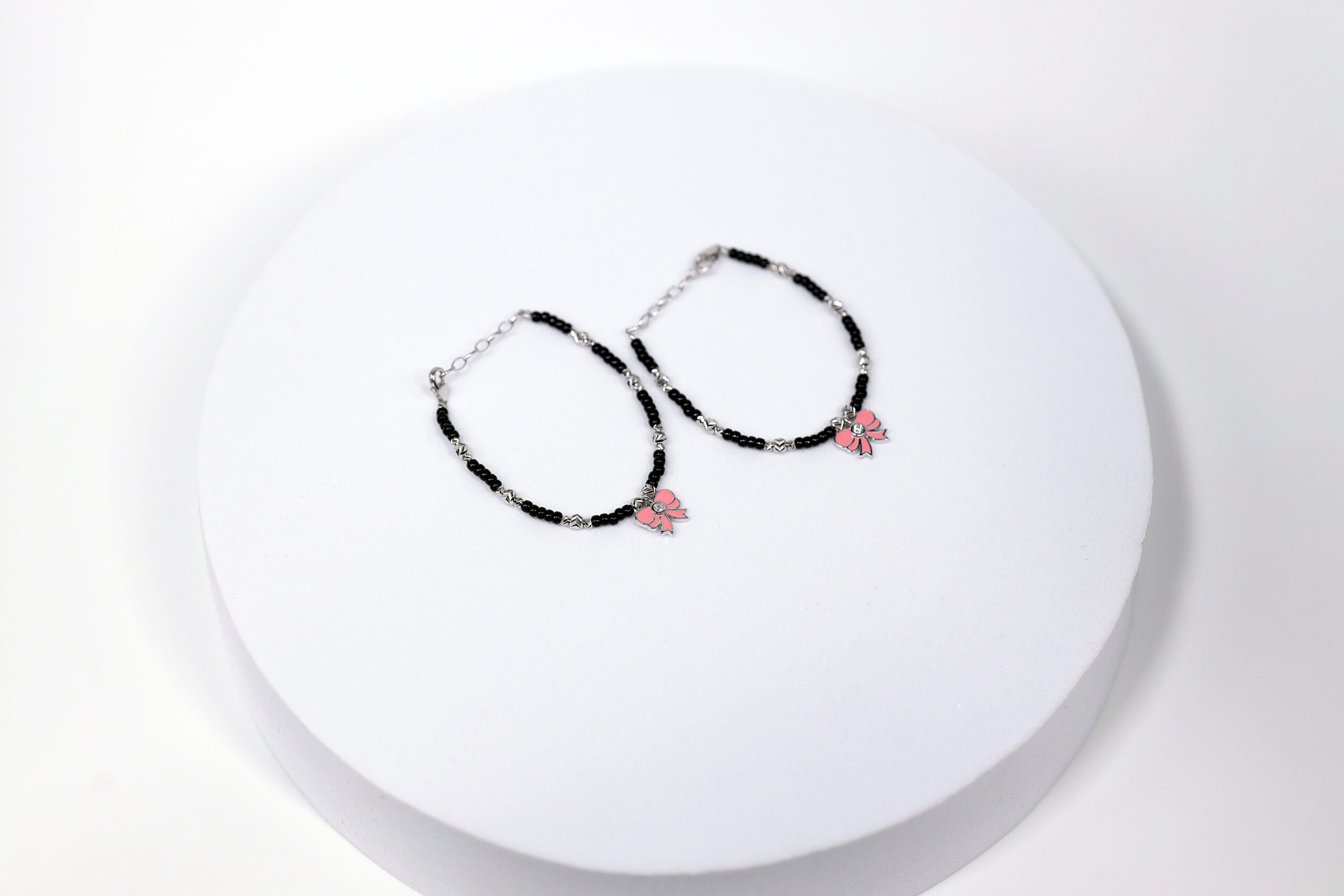 Pinkie Bella Bow Bracelet for Kids (Pair-Set of Two) – Pure 925 Silver