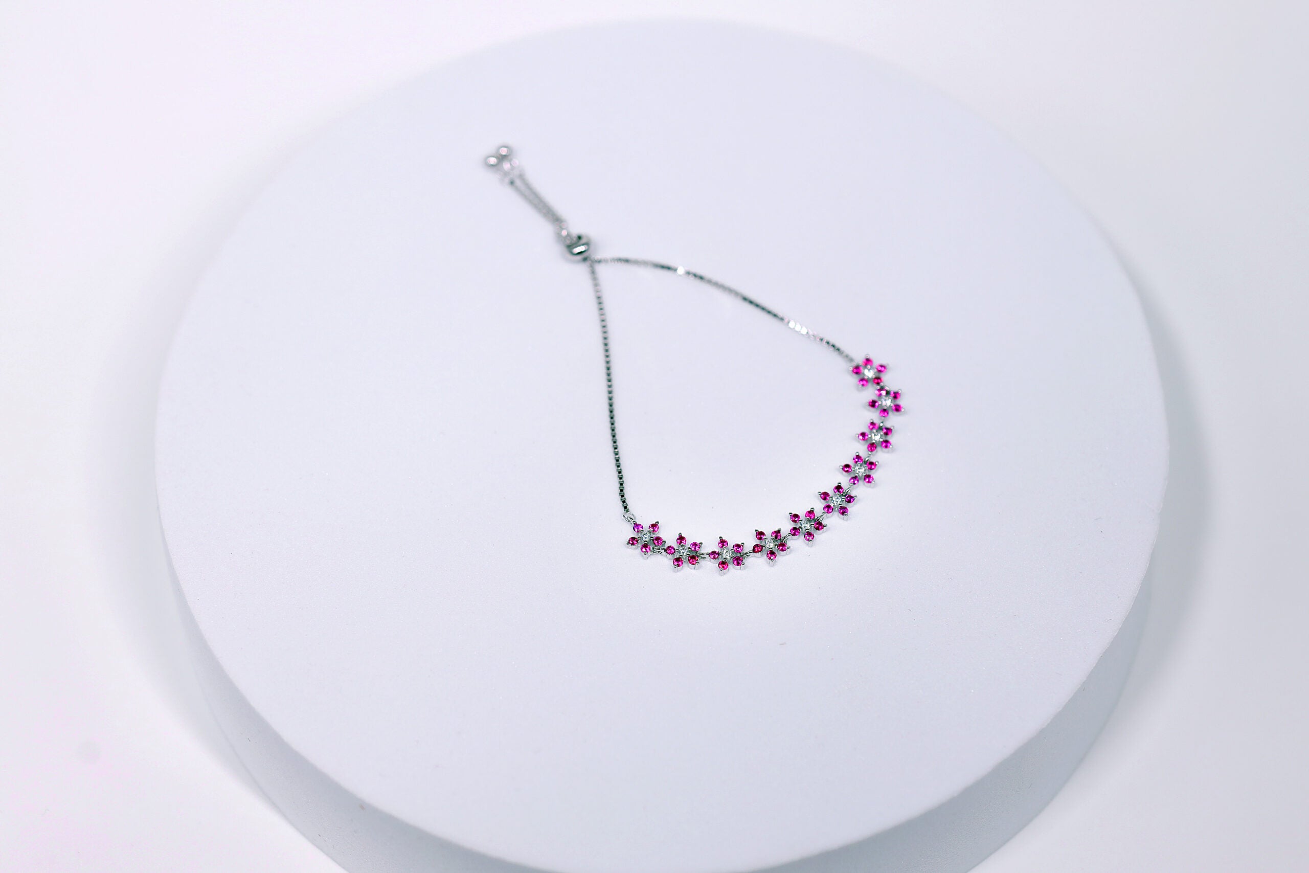 Mirabelle Pink Drape Silver & Stone Bracelet for womens – Pure 925 Silver