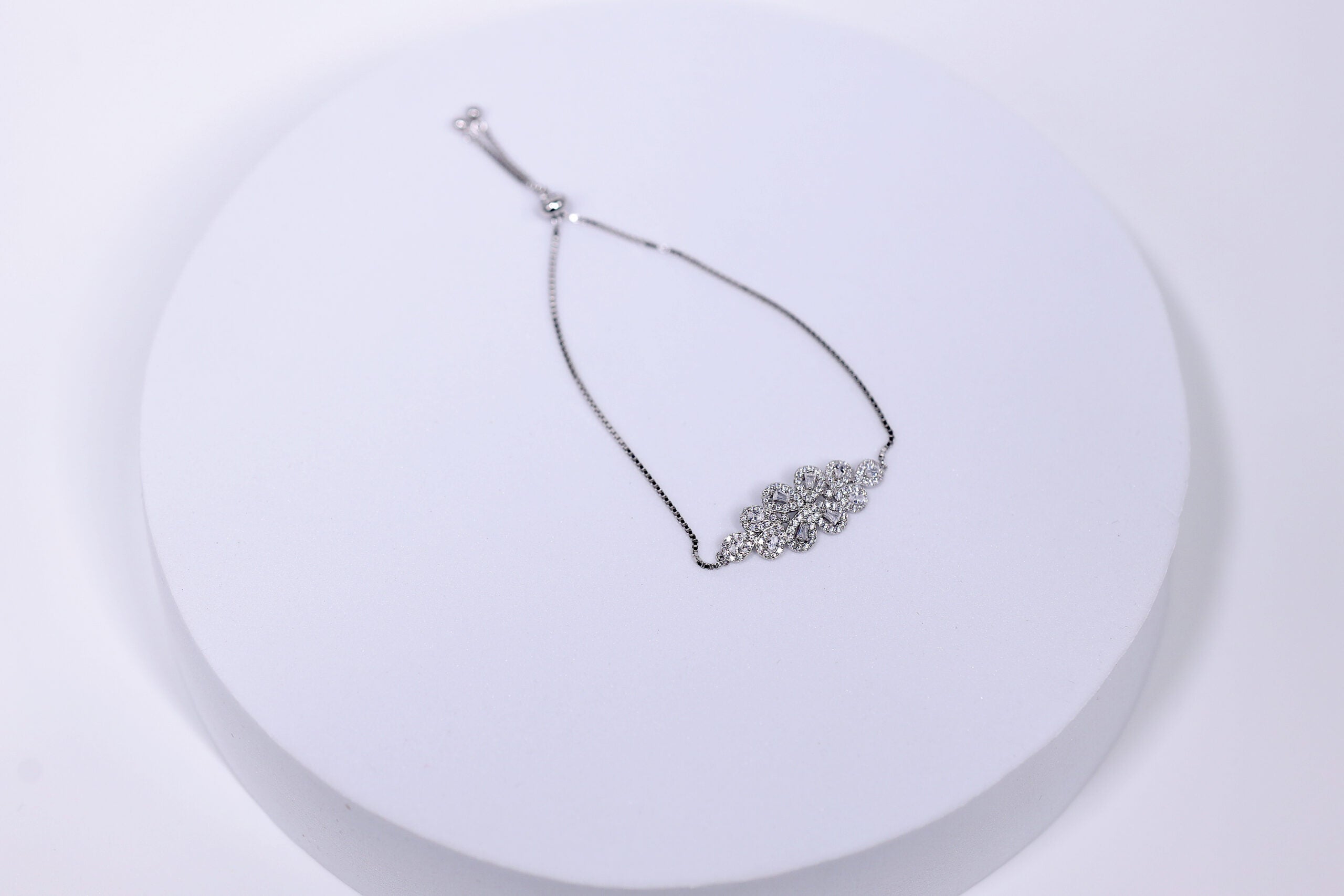 Rosette Silver Crystal Blossom Bracelet for Women – Pure 925 Silver