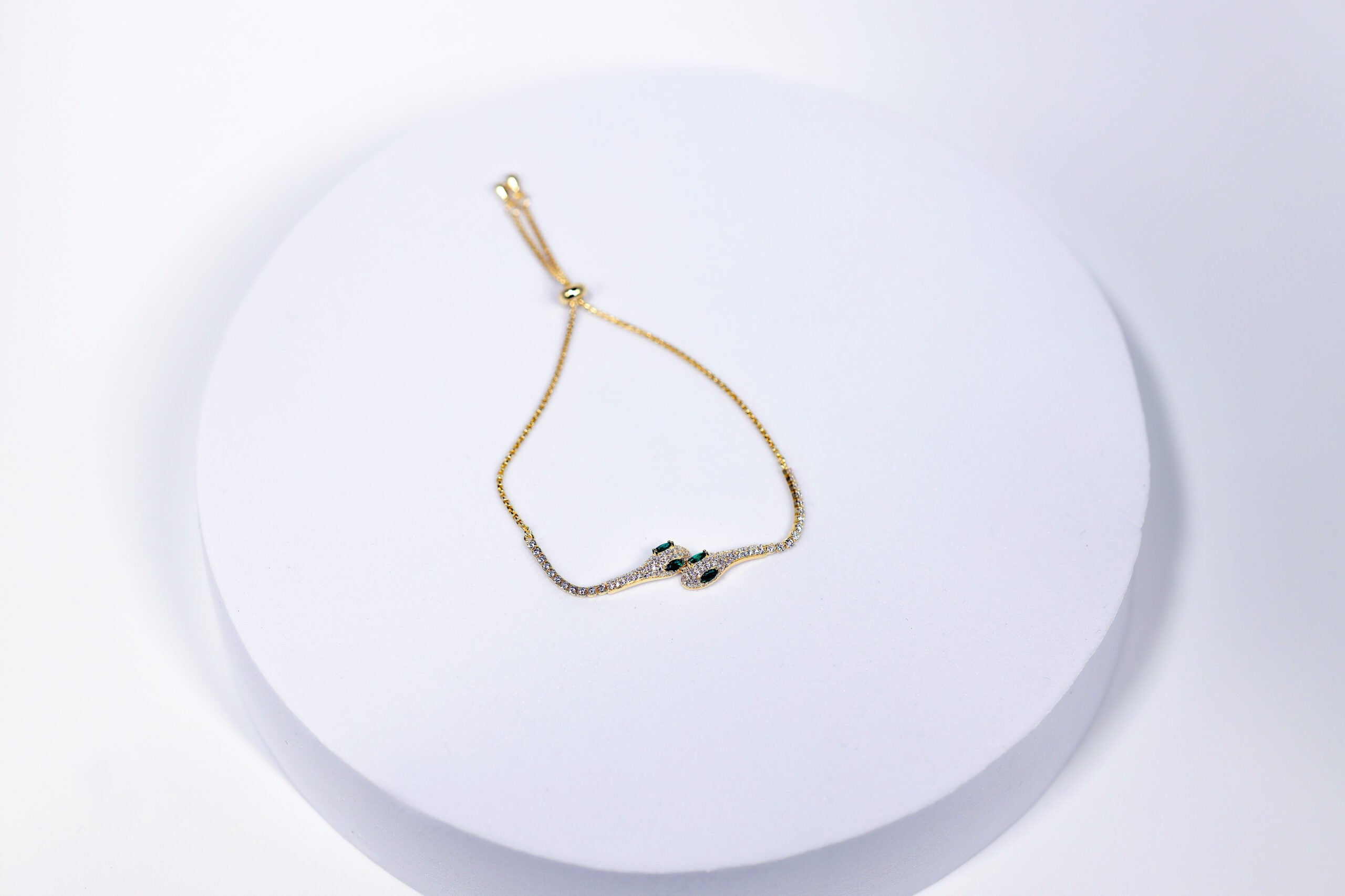 The Imperial Duo Serpents Golden & Stone Bracelet for womens – Pure 925 Silver