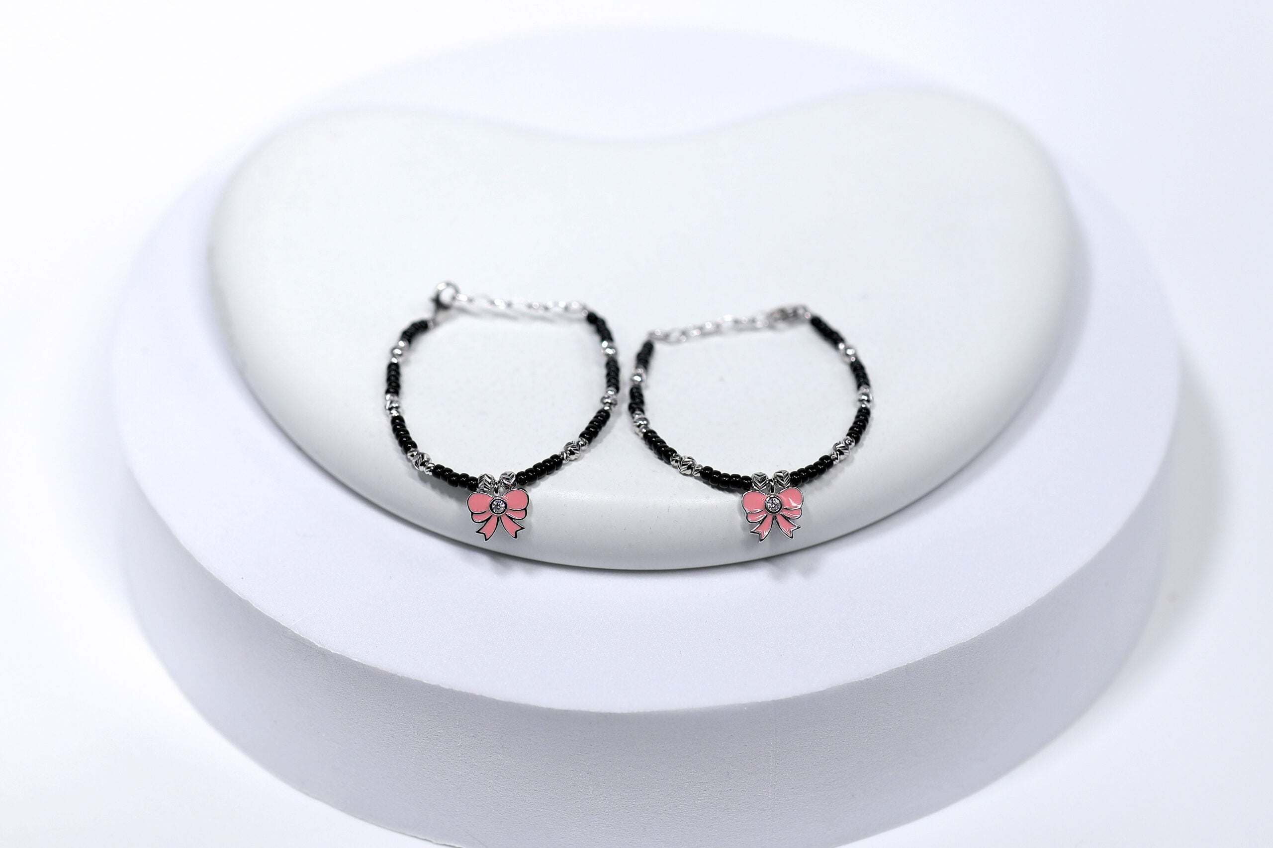 Pinkie Bella Bow Bracelet for Kids (Pair-Set of Two) – Pure 925 Silver