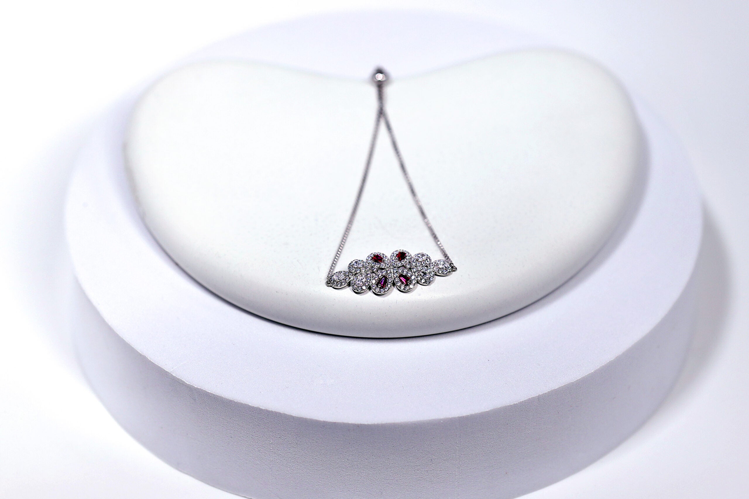Rosette Pink Crystal Blossom Silver & Stone Bracelet for womens – Pure 925 Silver