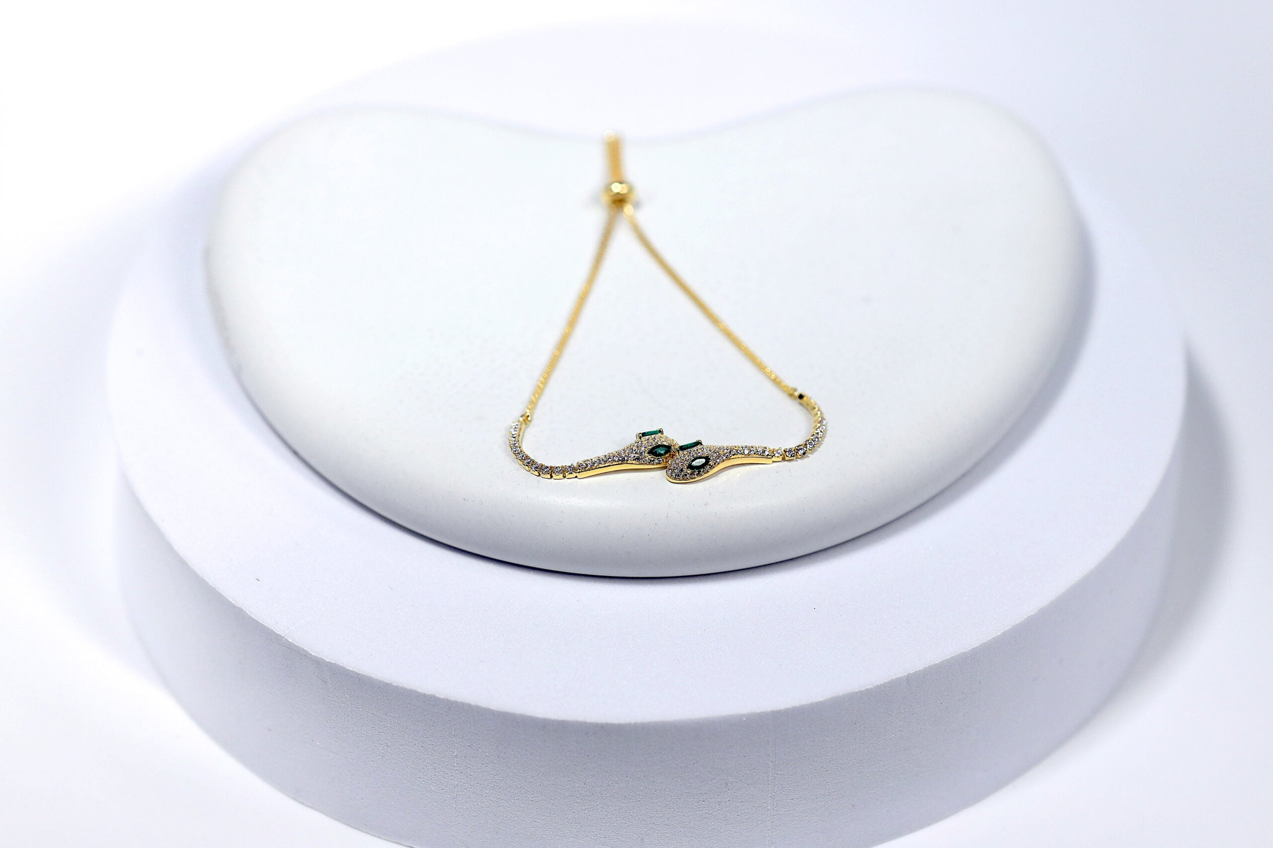 The Imperial Duo Serpents Golden & Stone Bracelet for womens – Pure 925 Silver