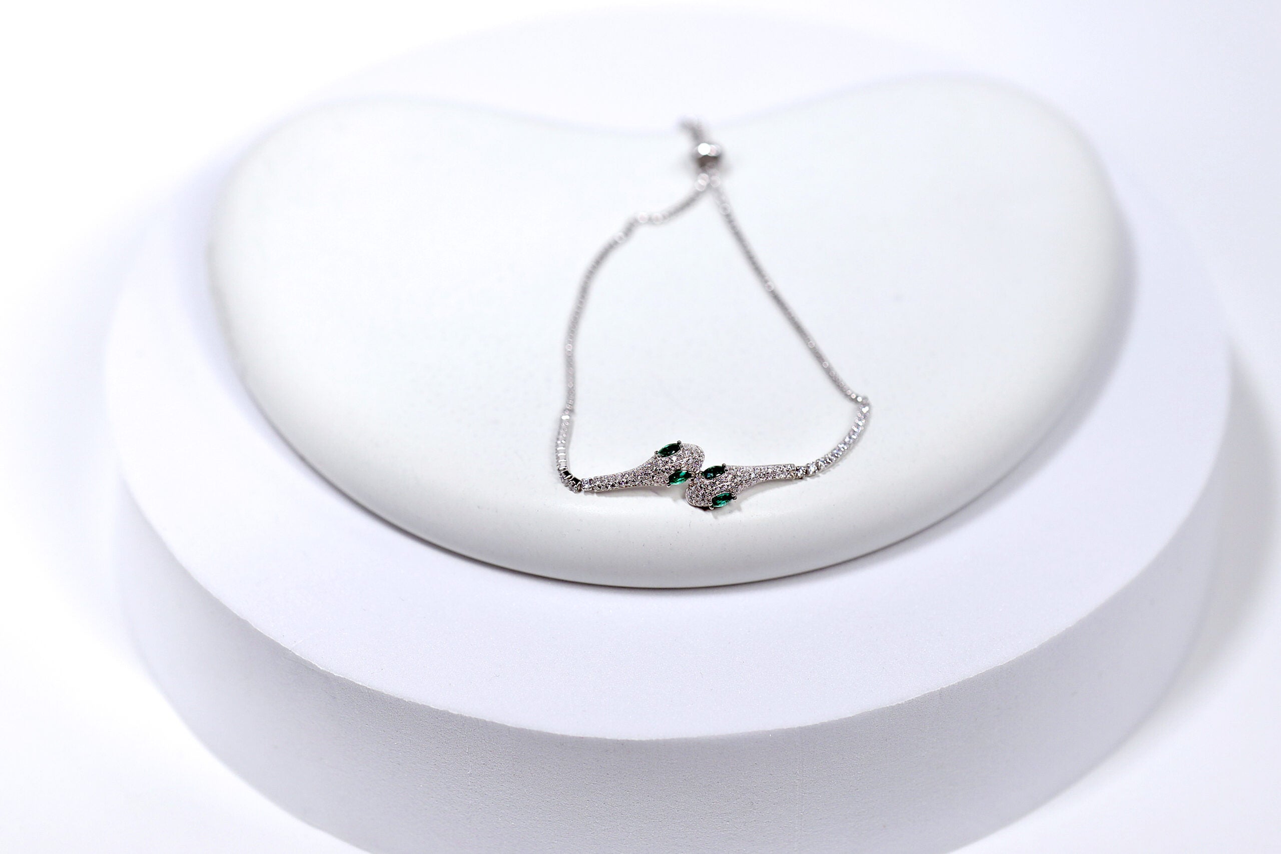 The Imperial Duo Serpents Silver & Stone Bracelet for womens – Pure 925 Silver