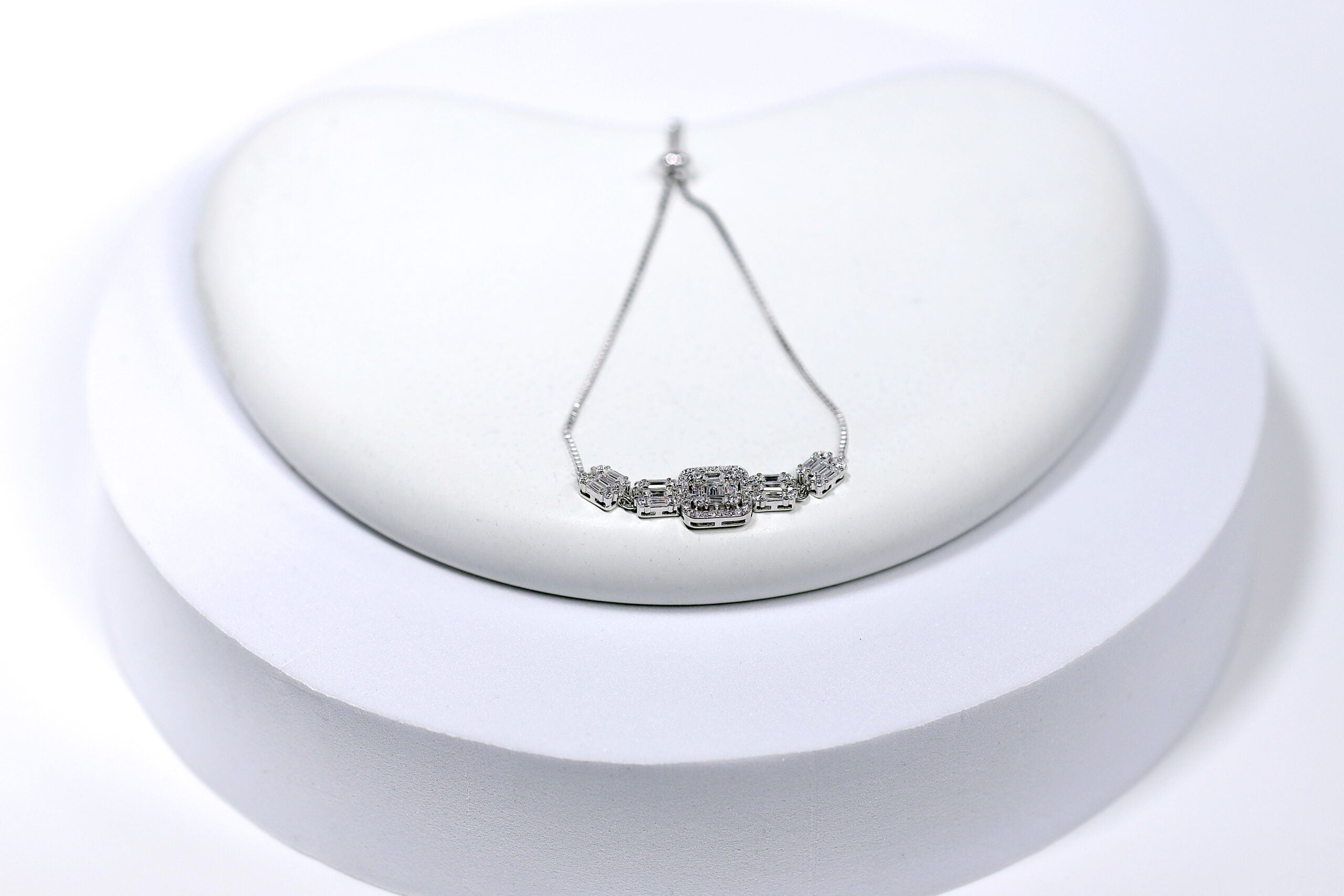 Stellar Ice Square Silver & Stone Bracelet for womens – Pure 925 Silver
