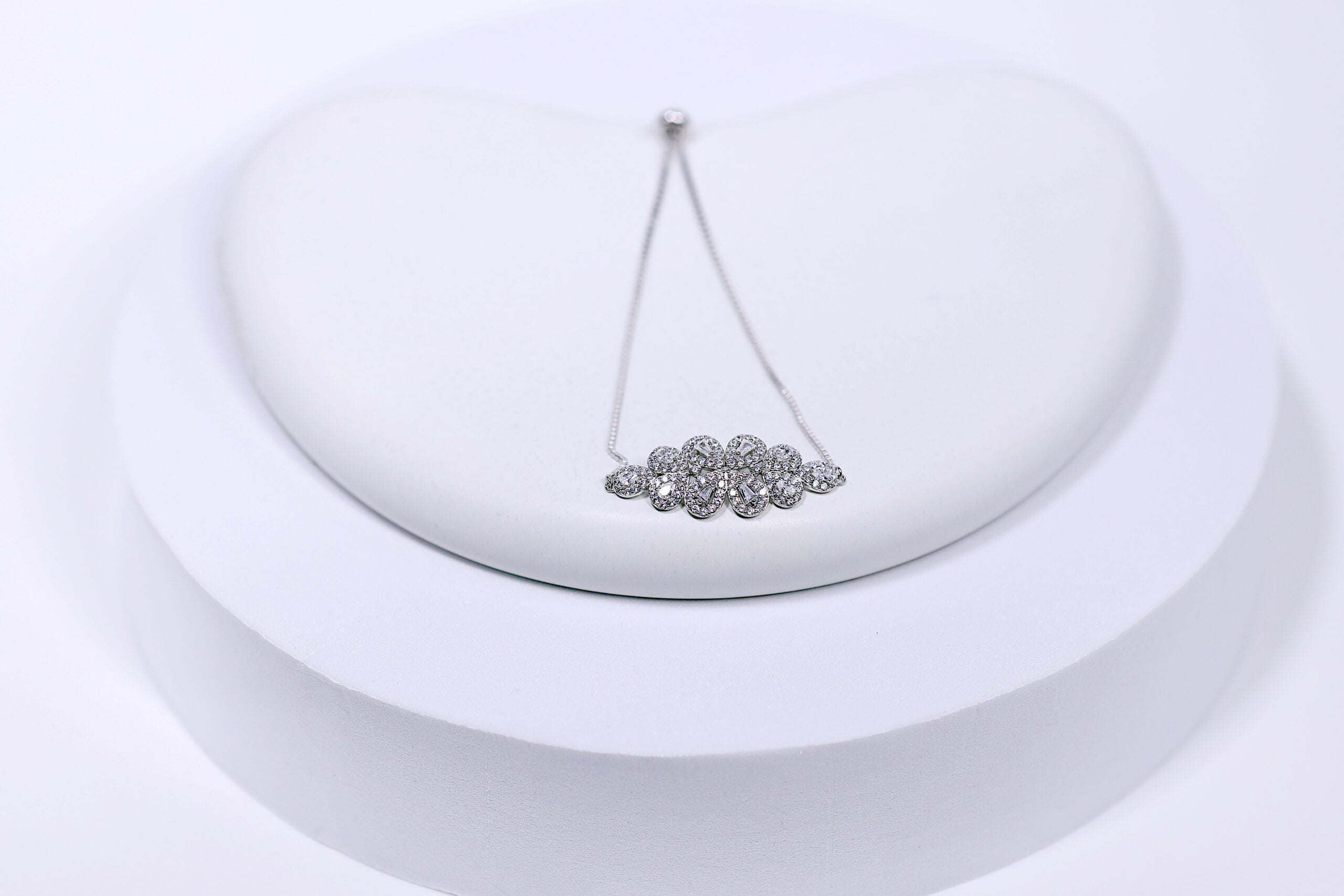 Rosette Silver Crystal Blossom Bracelet for Women – Pure 925 Silver