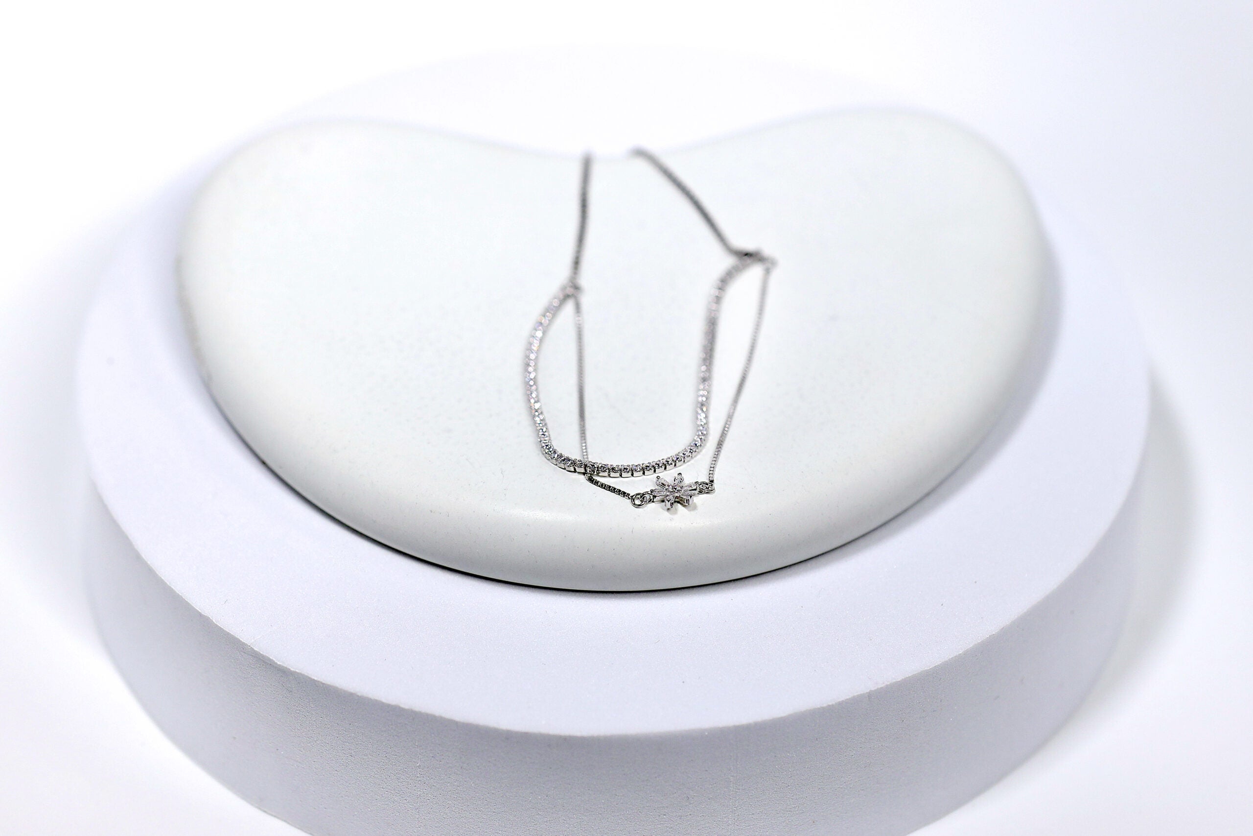 Fleur de Lune Silver & Stone Bracelet for womens – Pure 925 Silver