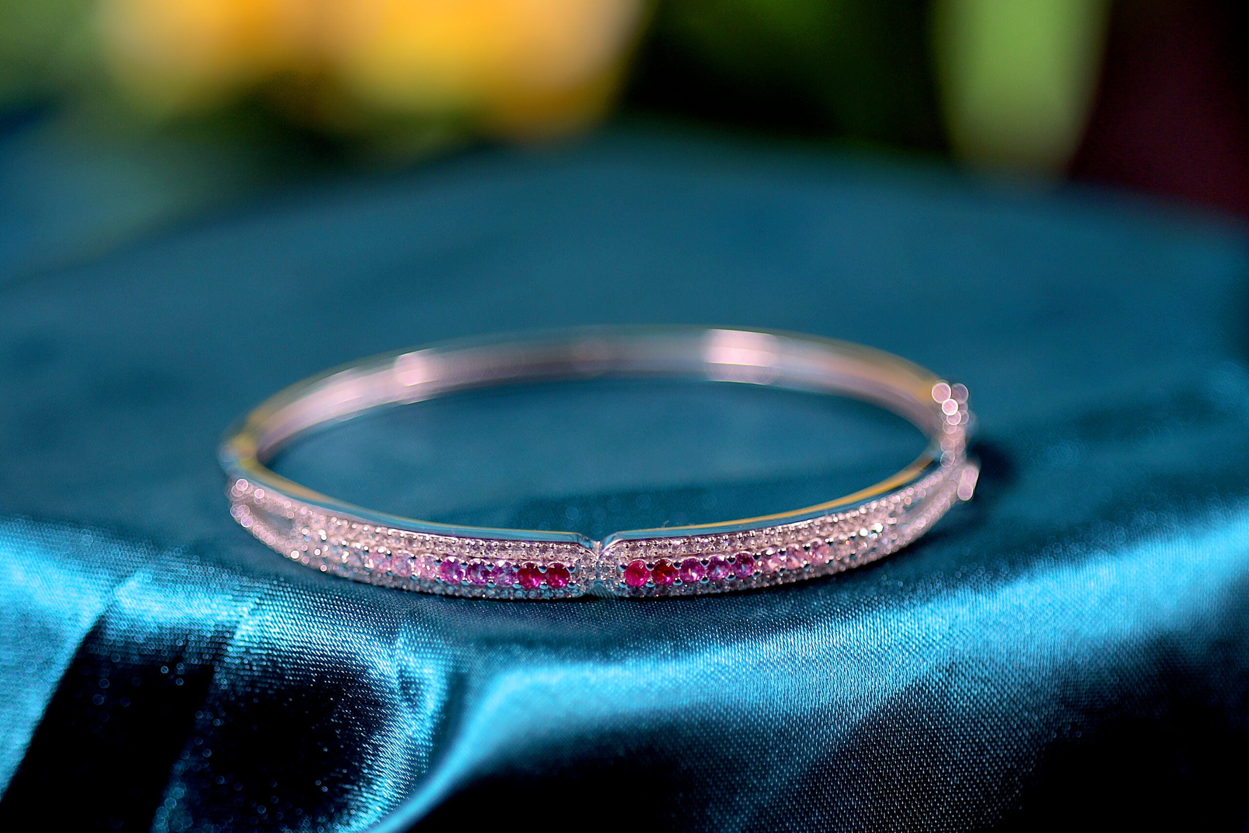 Rosielle Gleam Luxe Silver & Colorfull Stone Bracelet for womens – Pure 925 Silver