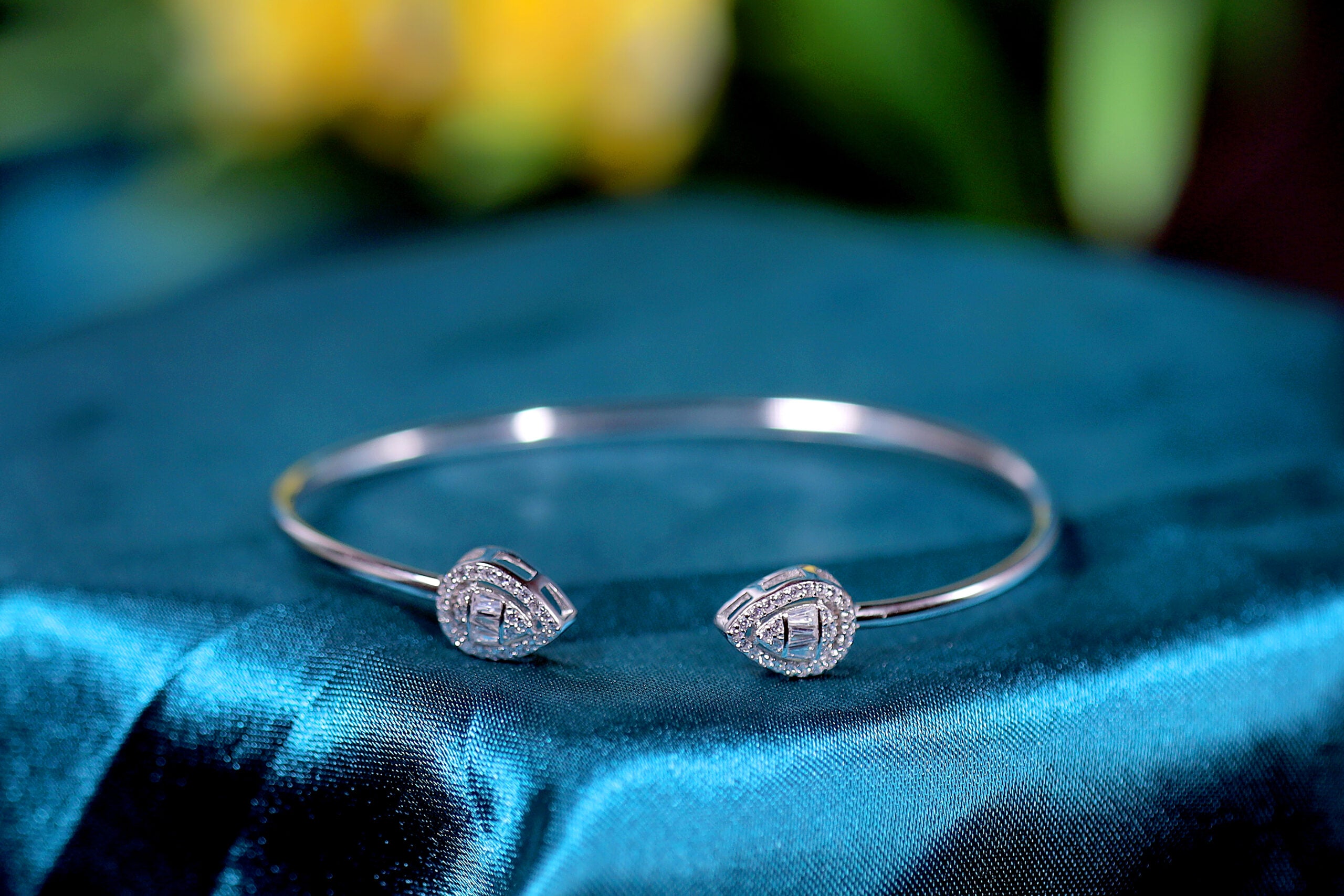 Seraph Drop Curve Silver & Stone Bracelet for womens – Pure 925 Silver