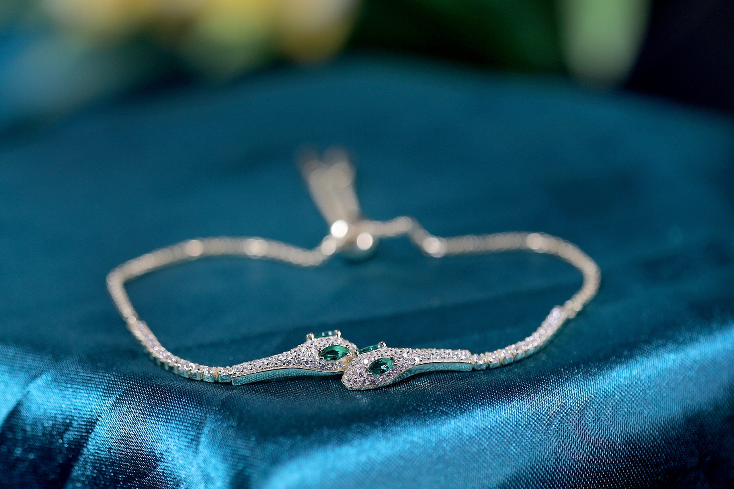 The Imperial Duo Serpents Silver & Stone Bracelet for womens – Pure 925 Silver