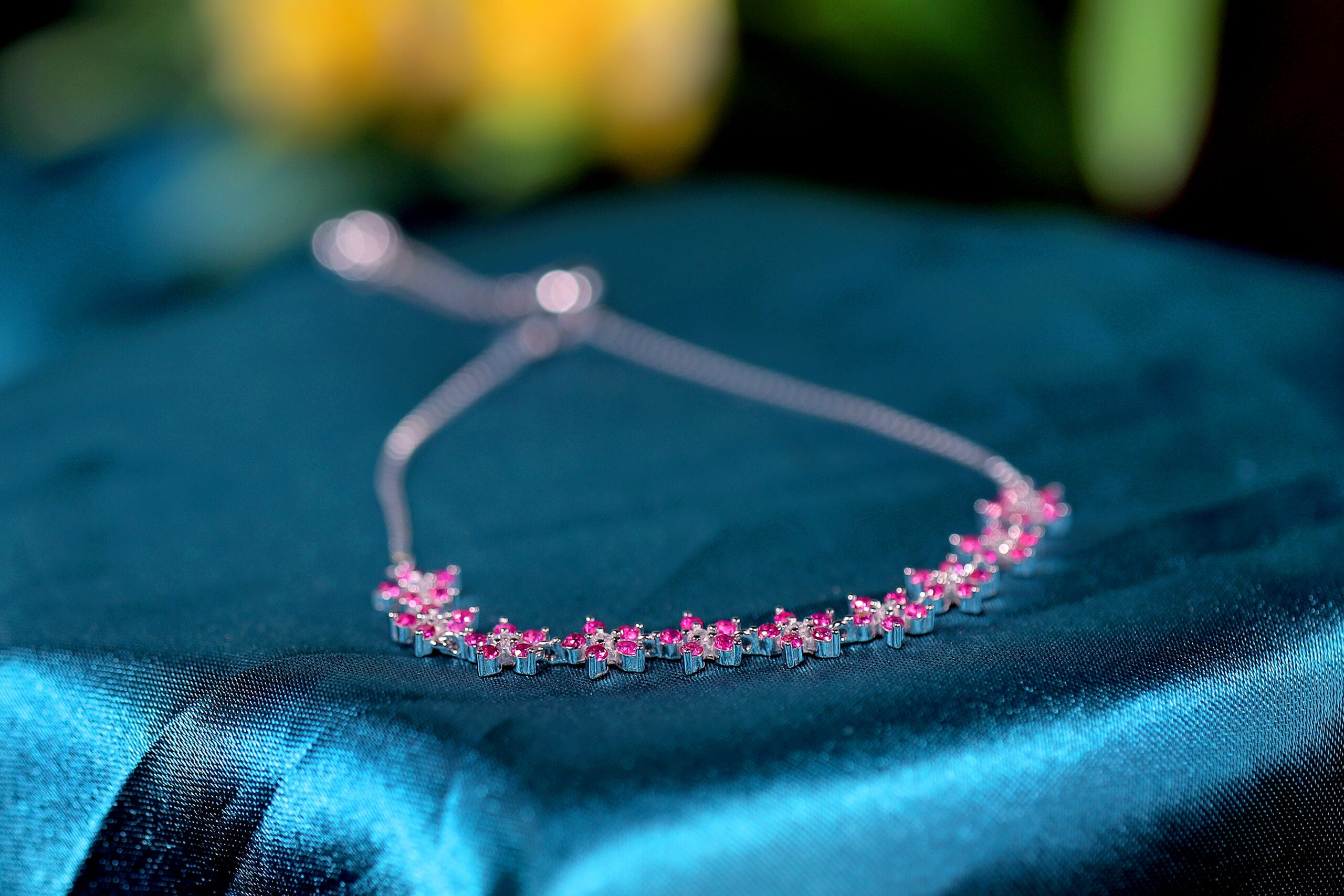 Mirabelle Pink Drape Silver & Stone Bracelet for womens – Pure 925 Silver