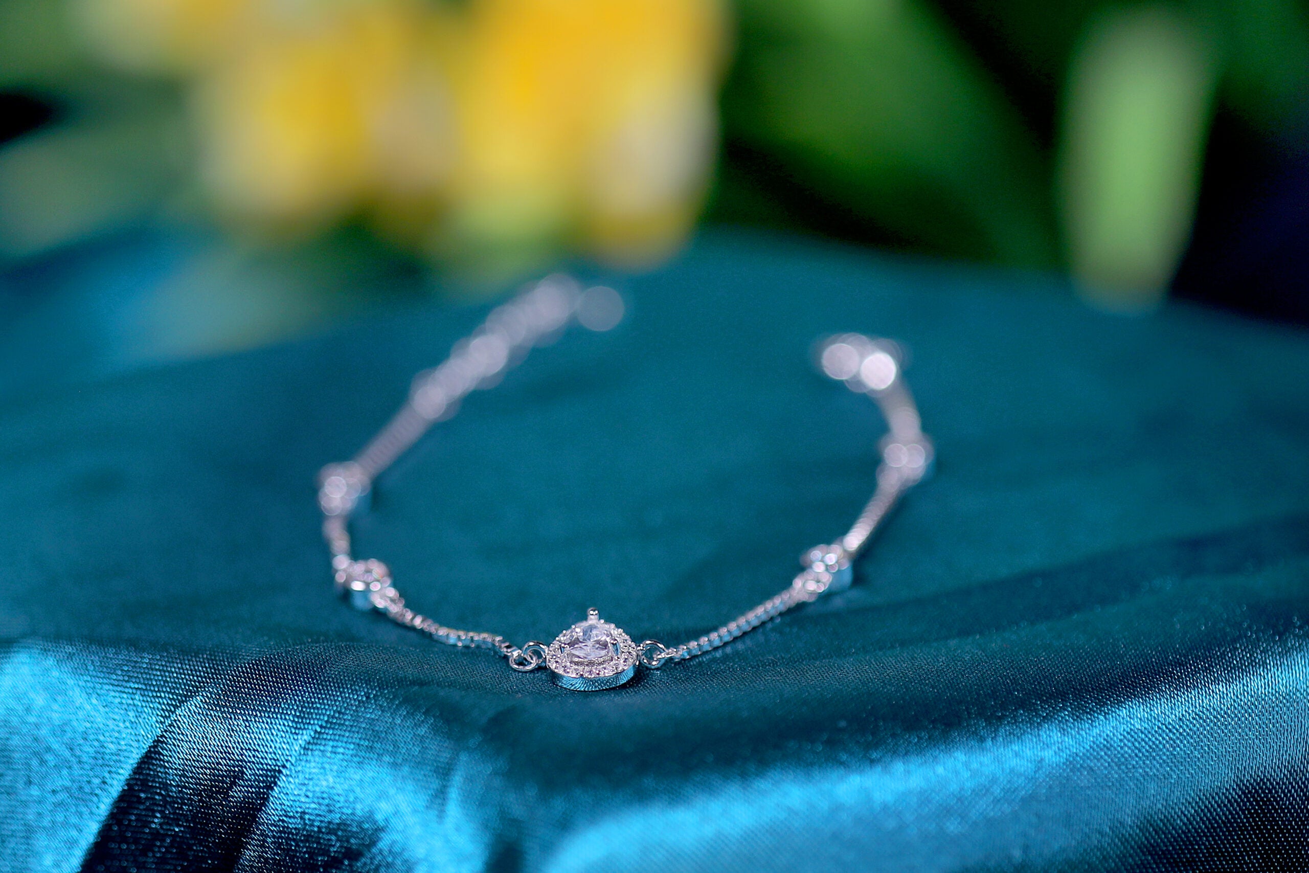 Teara Glow Charm Silver & Stone Bracelet for womens – Pure 925 Silver