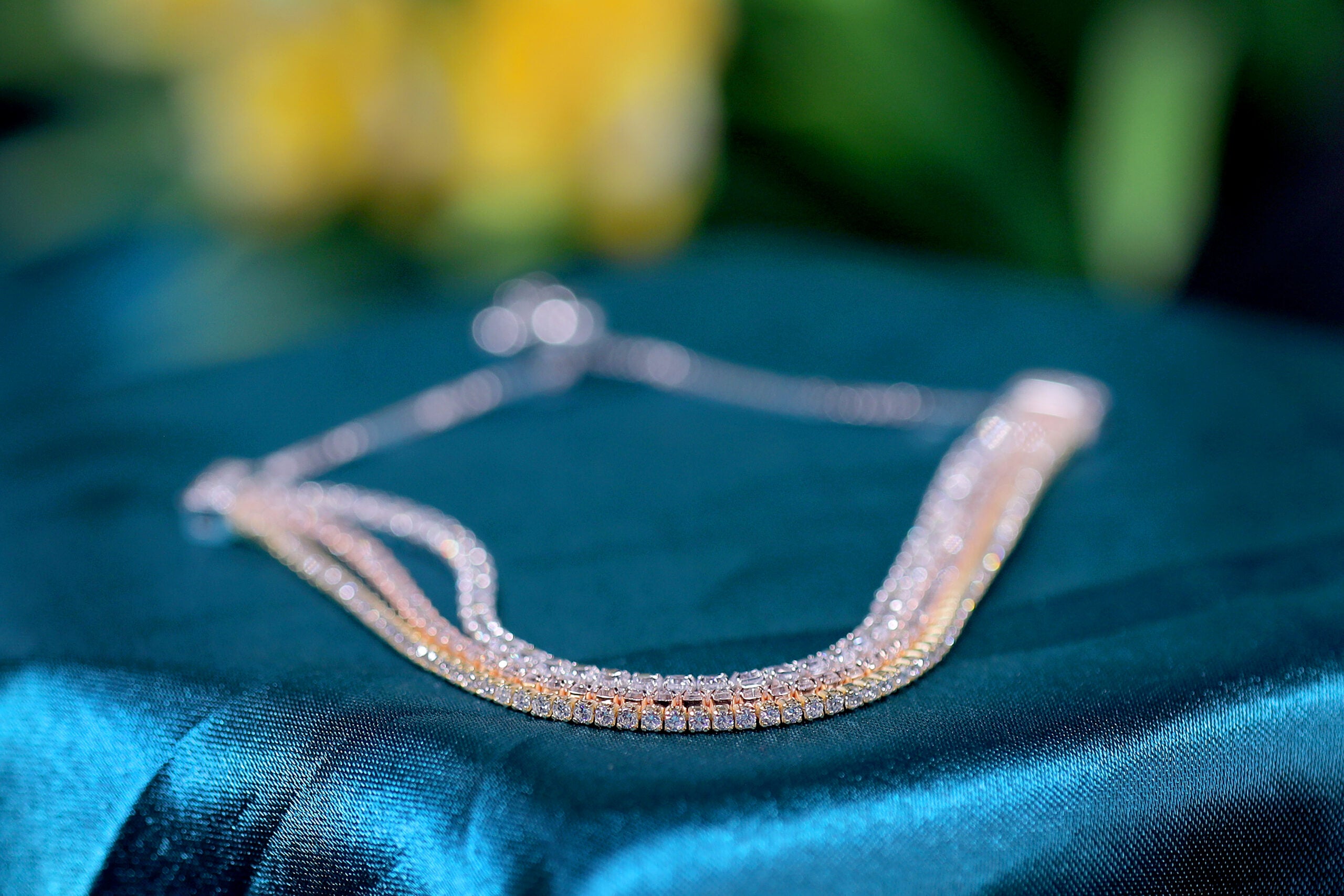 Étoile Glimmer Silver, Rose Gold & Golden Chain & Stone Bracelet for womens – Pure 925 Silver