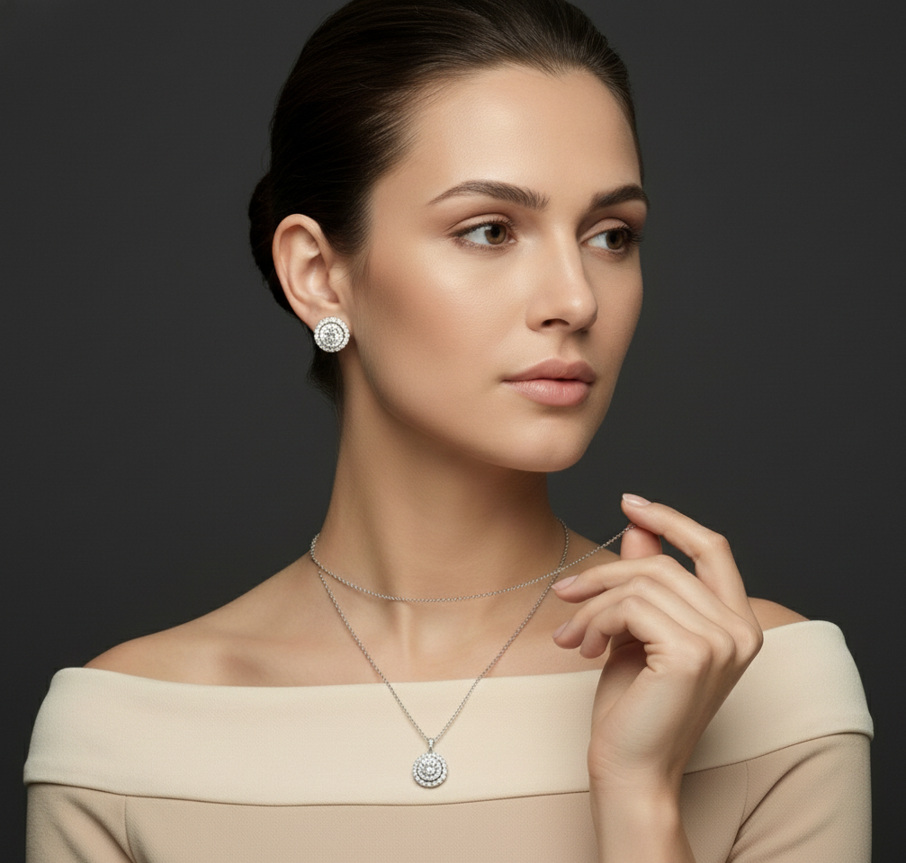 Aura Orbit Pendant & Earrings Combo Set for womens – Pure 925 Silver