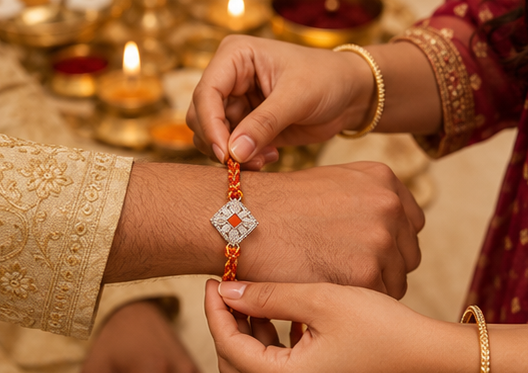 Royal Heritage Diamond Cut Rakhi – Pure 925 Sterling Silver
