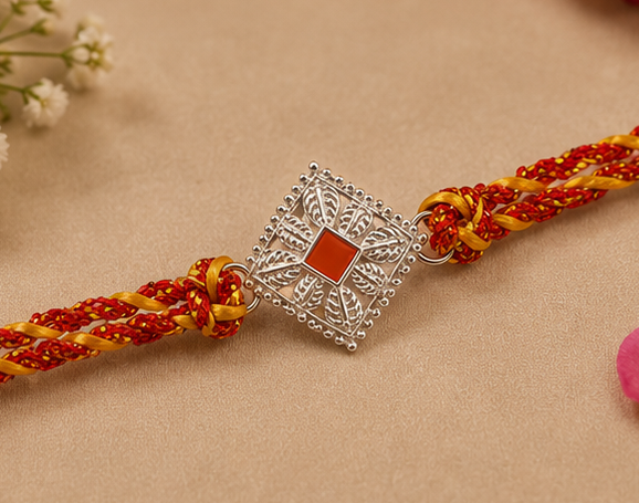 Royal Heritage Diamond Cut Rakhi – Pure 925 Sterling Silver