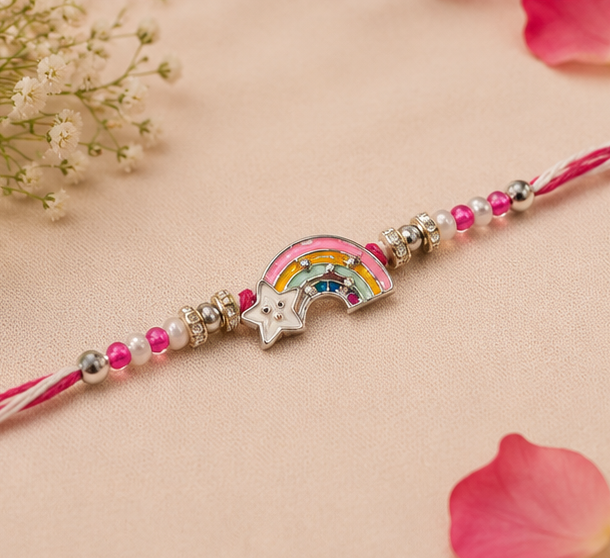 Rainbow Wishes Rakhi for Kids – Pure 925 Sterling Silver