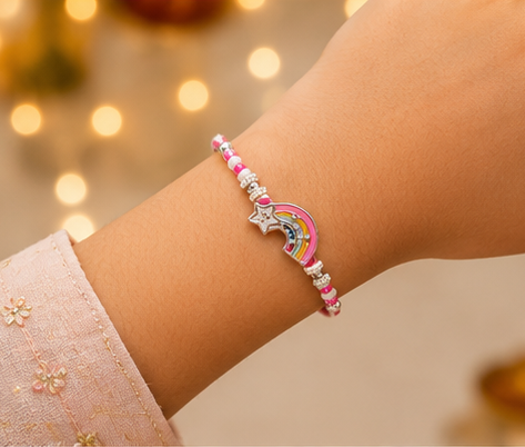 Rainbow Wishes Rakhi for Kids – Pure 925 Sterling Silver