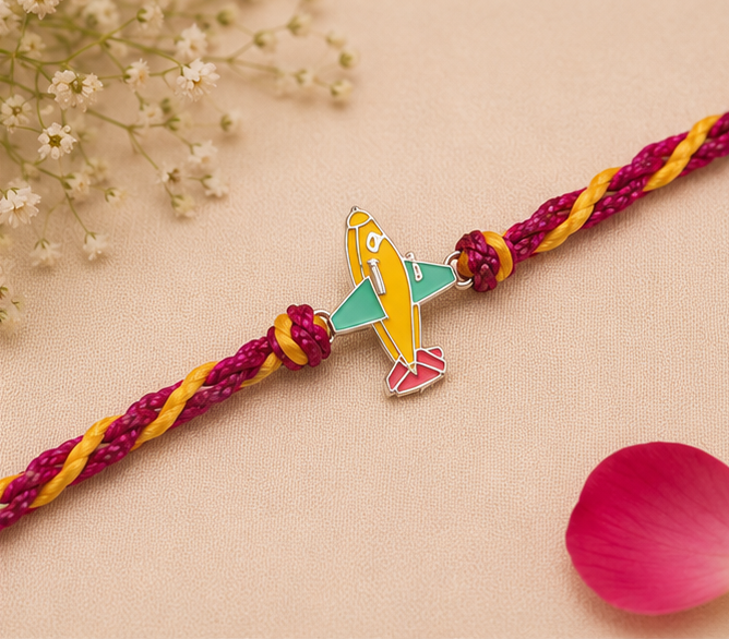 Sky Explorer Airplane Rakhi for Kids – Pure 925 Sterling Silver