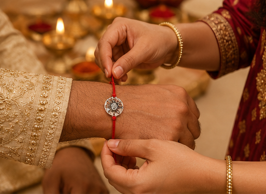 Divine ॐ (Om) Chakra Rakhi – Pure 925 Sterling Silver