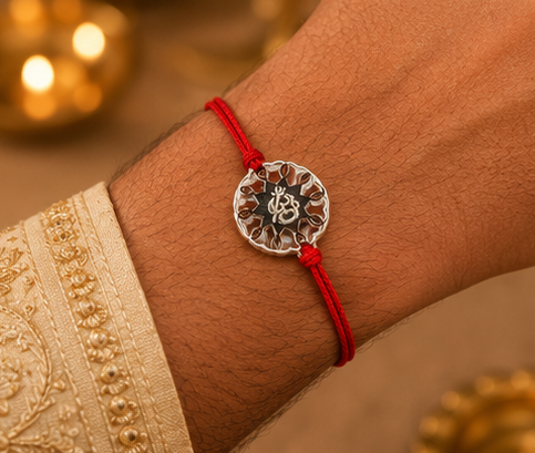 Divine ॐ (Om) Chakra Rakhi – Pure 925 Sterling Silver