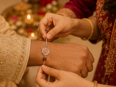 श्री (shree) Rudraksha Rakhi – Pure 925 Sterling Silver