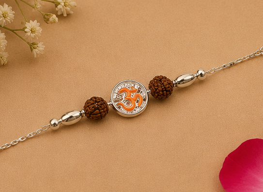 Divine Rudraksha ॐ (Om) Rakhi – Pure 925 Sterling Silver