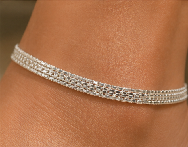 Royal Weave Anklet for Women – Pure 925 Silver