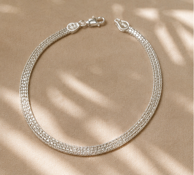 Royal Weave Anklet for Women – Pure 925 Silver