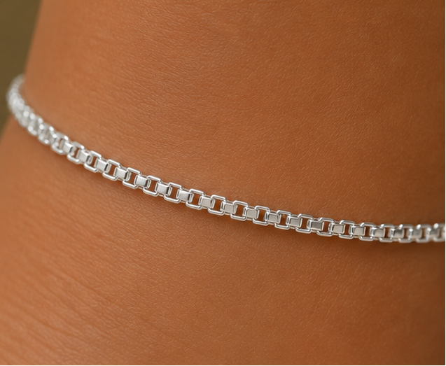 Aurora Link Anklet for Women – Pure 925 Silver
