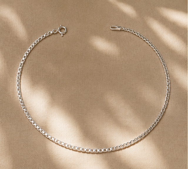 Aurora Link Anklet for Women – Pure 925 Silver