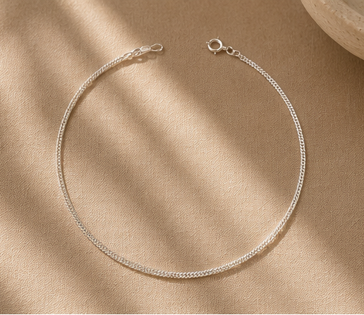 Silken Weave Anklet for womens – Pure 925 Silver