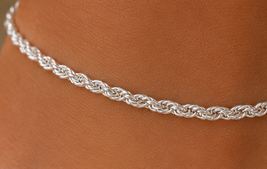 Sterling Rope Weave Anklet for womens – Pure 925 Silver