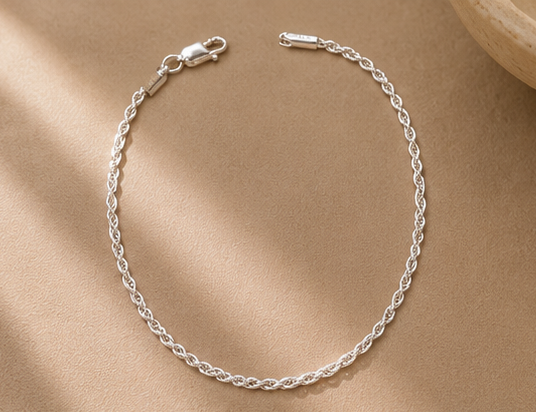 Sterling Rope Weave Anklet for womens – Pure 925 Silver