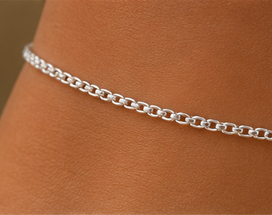 Square Link Silver Anklet for Women – Pure 925 Silver