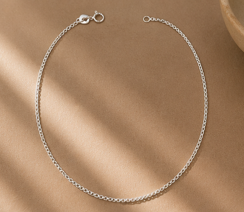 Square Link Silver Anklet for Women – Pure 925 Silver