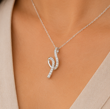 Royal Ribbon Drop Pendant for womens – Pure 925 Silver