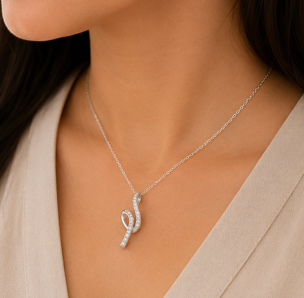 Royal Ribbon Drop Pendant for womens – Pure 925 Silver