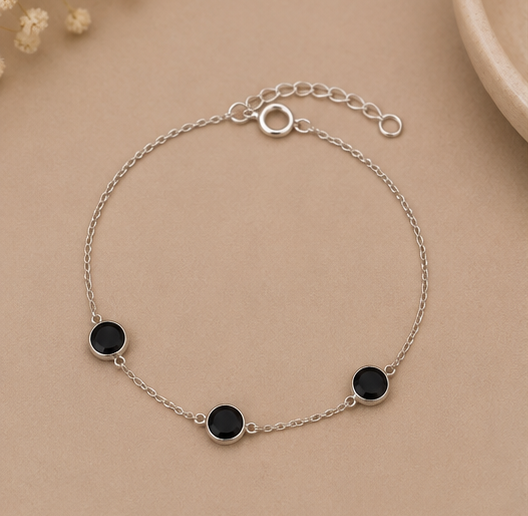 Midnight Trinity Bracelet for womens – Pure 925 Silver
